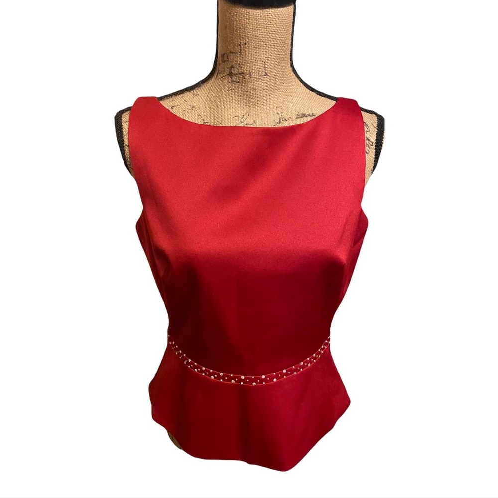 Women’s Satin Top w/Rhinestones. Size 12. Fits like a sz 8.  Shoes not included